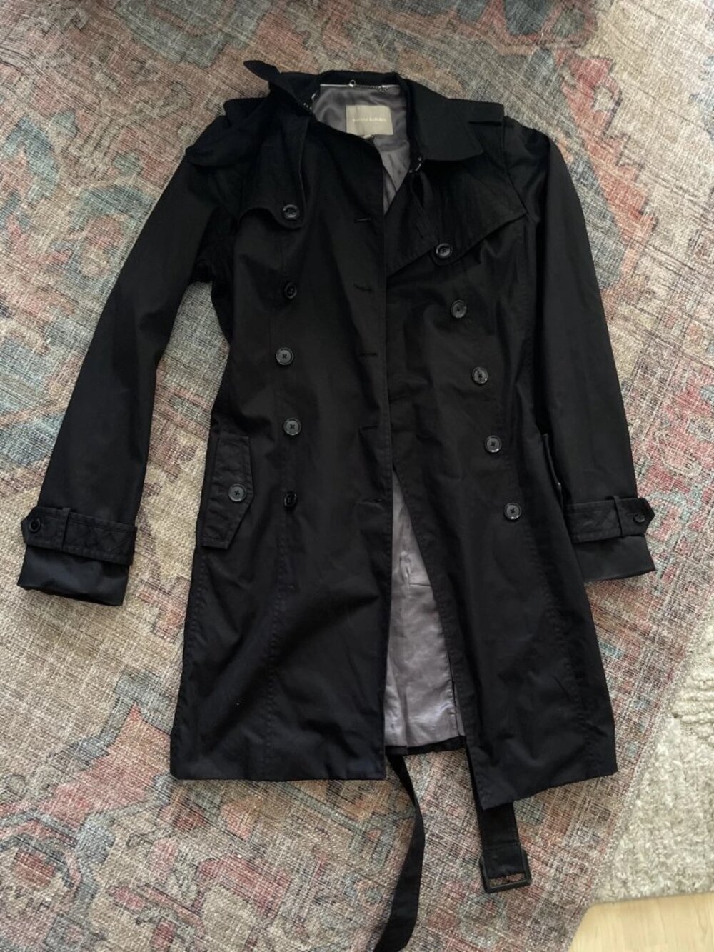 banana republic black trench coat women medium dark academia classic capsule
